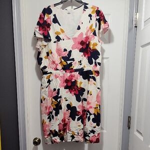 Old Navy Floral Midi Dress - Pink, Navy, Yellow